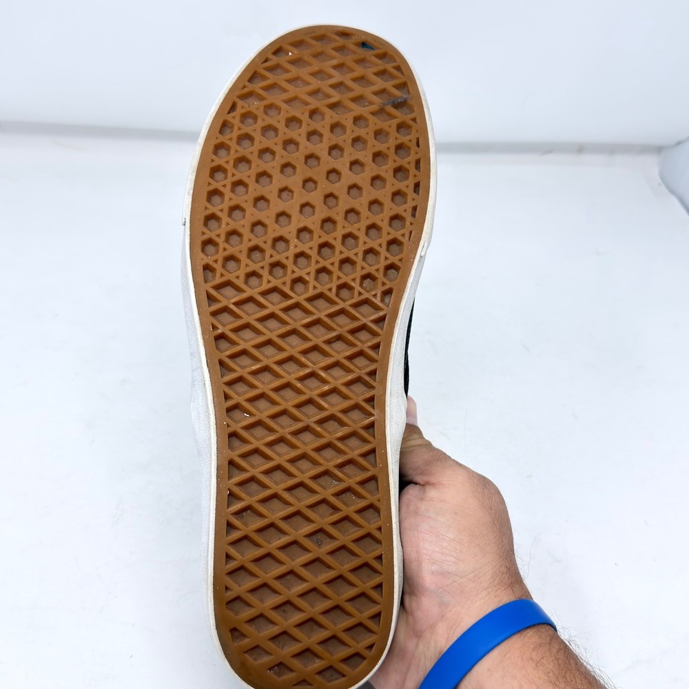 Vans Classic Slip On Shoes Black Perforated Leather Mens 9.5 Womens 11 Sneakers - Picture 14 of 14